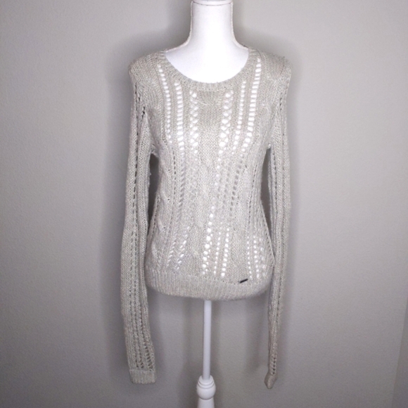 Abercrombie & Fitch Crochet Knit Sweater Extra Long Sleeve Women’s Small - Picture 1 of 9